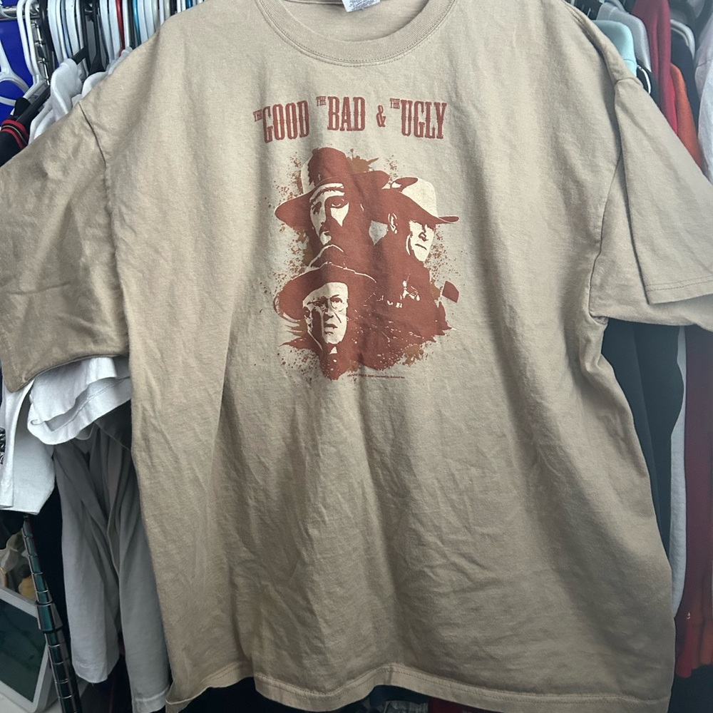 Jerzees Tan Short Sleeve Tee with Graphic Design western movie promo
